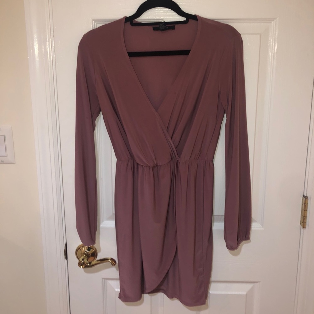 Mauve mini wrap dress